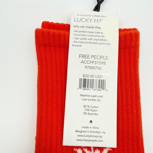 3 PACK - Free People FP Movement Lucky Honey Tube Socks Black Grey Orange NWT - Picture 8 of 8